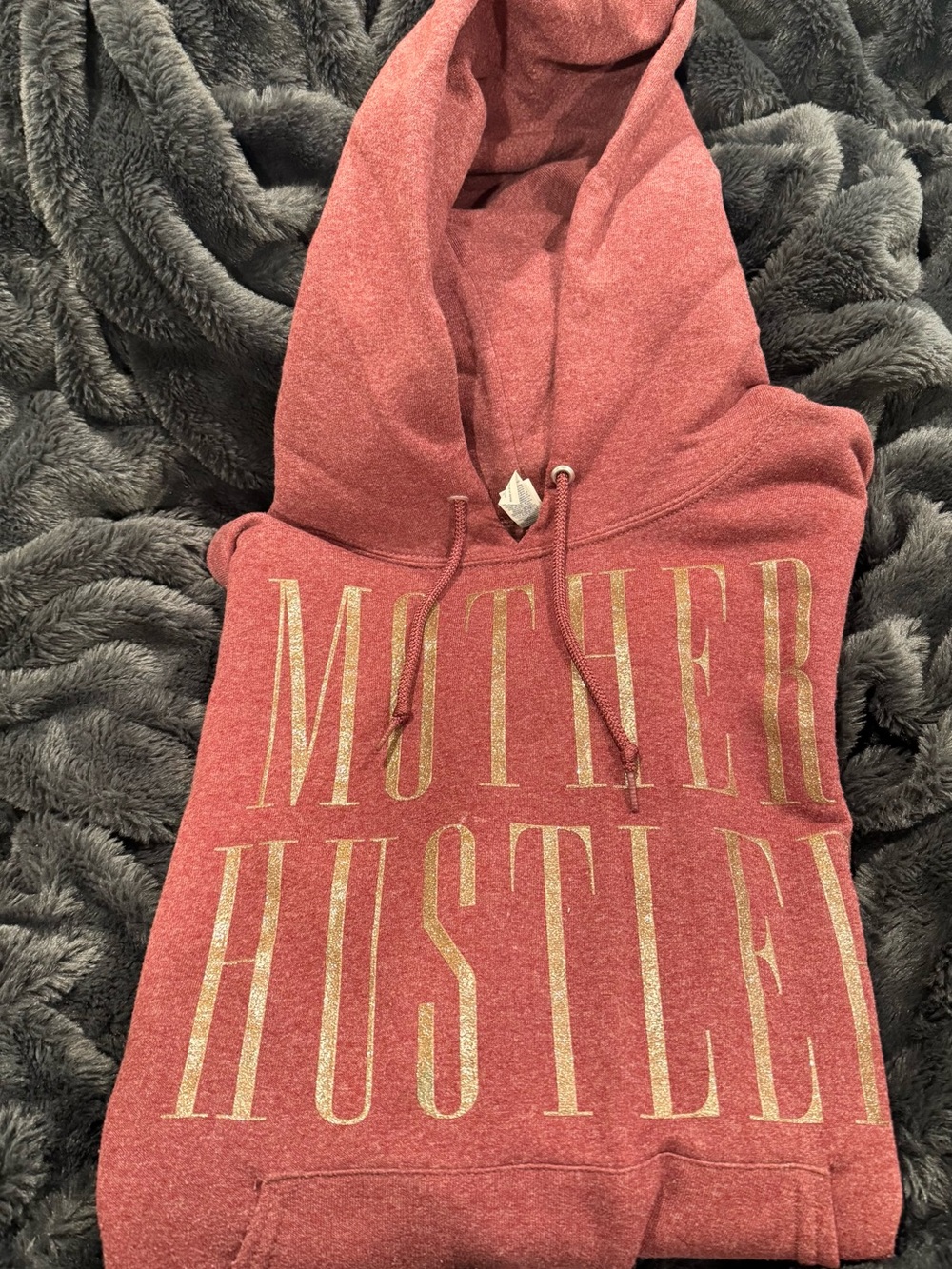 Sweetees Dusty Red Hoodie with Gold Lettering
